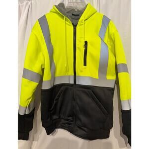 Full Zip Hooded Fleece Lined Heavy Duty Protective Jacket, Sz XL